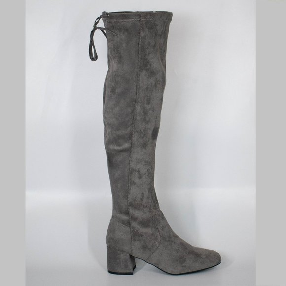 Sugar Women's Gray Cushioned Ollie Almond Toe Block Heel Boots - Picture 1 of 8